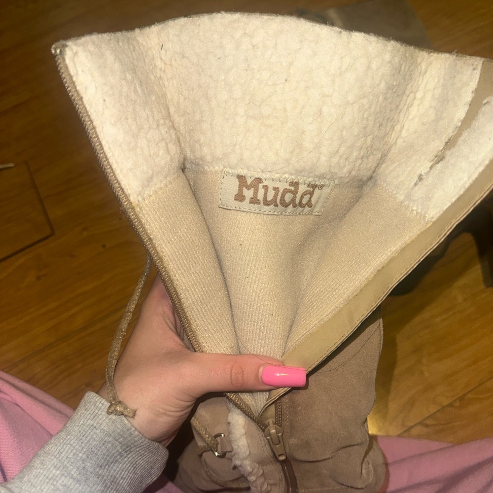 Women's Tan Suede Knee-High Boots - Picture 2 of 4